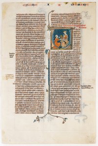 Folha do Manuscrito com Abertura do Livro de Neemias, de uma Bíblia, ca. 1280-1300. de Unbekannt