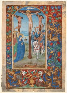Folha do manuscrito com a crucificação, de um livro de horas, último quarto do século XV. de Unbekannt