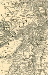 Mapa indicando a rota General Robertss para Cabul ... e os limites britânico e russo, 1901. de Unbekannt