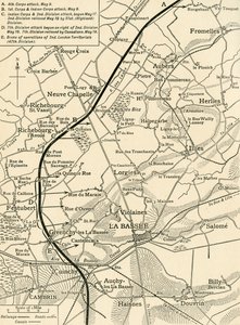Mapa que ilustra as operações do primeiro exército ..., Primeira Guerra Mundial, 1915, c1920. de Unbekannt