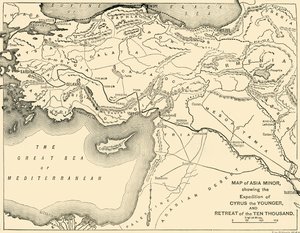 Mapa da Ásia Menor, Expedição de Ciro, o Jovem, e Retiro dos Dez Mil, 1890. de Unbekannt