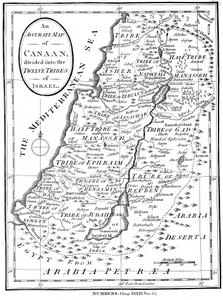 Mapa de Canaã dividido nas doze tribos de Israel, c1830 de Unbekannt