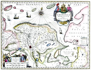 Mapa de Groningen, Holanda, século XVII de Unbekannt