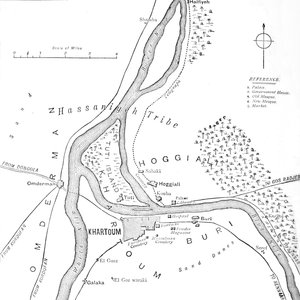 Mapa de Cartum e arredores, c1885 de Unbekannt