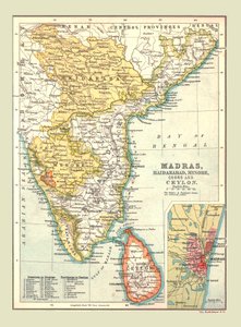 Mapa de Madras, Hyderabad, Mysore, Coorg e Ceilão, 1902. de Unbekannt