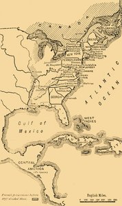 Mapa da América do Norte, ilustrando a Guerra da Independência Americana, c1785, 1890. de Unbekannt