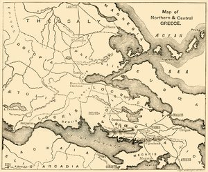 Mapa da Grécia do norte e central, 1890. de Unbekannt