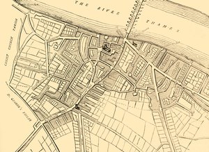 Mapa de Southwark, 1720, c1878. de Unbekannt