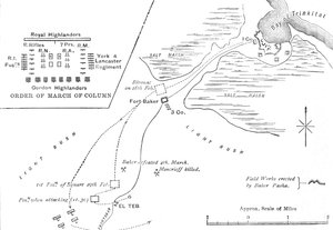 Mapa da marcha para El Teb, 28-29 de fevereiro de 1884, c1881-85 de Unbekannt