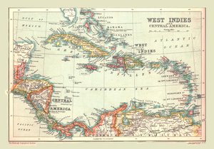 Mapa das Índias Ocidentais e da América Central, 1902. de Unbekannt