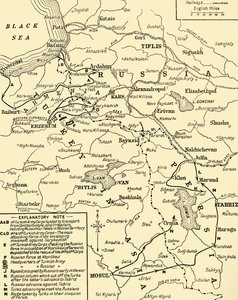 Mapa da fronteira entre a Rússia e a Turquia, Primeira Guerra Mundial, c1920. de Unbekannt