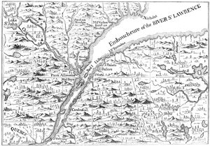 Mapa do curso do rio St Lawrence até Quebec, 1730 c1880 de Unbekannt