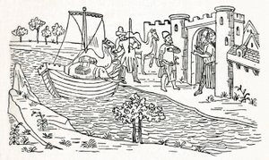 Marco Polo Lands em Ormuz, c1300, 1912 de Unbekannt