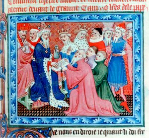 Marco Polo , viajante veneziano e comerciante reunião Kublai Khan, século 13 de Unbekannt
