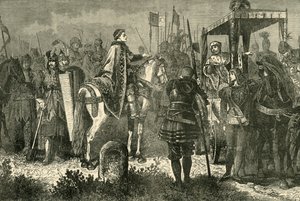 Matthias Corvinus e George Podiebrad no acampamento antes de Spielberg, 1890. de Unbekannt