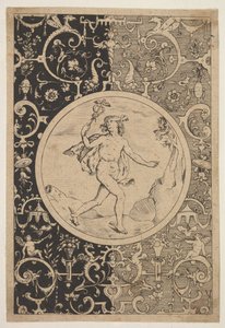 Mercúrio em uma Moldura Decorativa com Grotescos, ca. 1600-1630. de Unbekannt