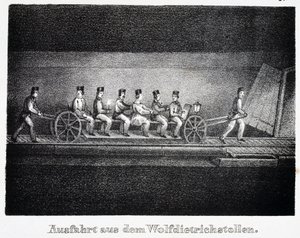 Mina de sal: transporte no túnel Wolfdietrich, Durrnberg, Áustria de Unbekannt