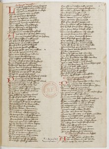 Dona de casa de Paris, uma página manuscrita, 1393 de Unbekannt