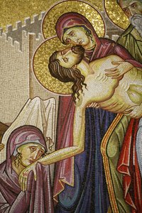 Mosaico da morte de Cristo na Igreja do Santo Sepulcro, Jerusalém, Israel de Unbekannt
