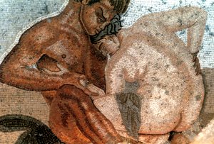 Mosaico de um sátiro e ninfa, Casa do Fauno, Pompéia, Itália de Unbekannt