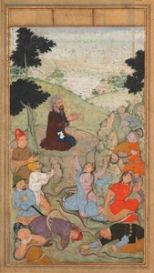 Moisés orando para acabar com o ataque das serpentes contra os israelitas, de um Mirat al-quds ..., 1602-1604. de Unbekannt