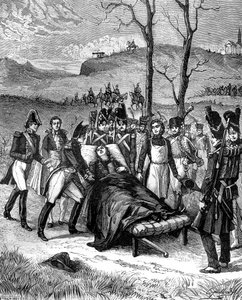Napoleão correu em direção a Duroc, que ainda vivia, 1813 1882-1884 de Unbekannt