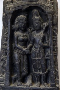 Museu Nacional da Índia, Nova Deli. Casamento de Shiva e Parvati. Pala de Unbekannt