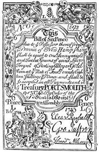 Papel-moeda da Nova Inglaterra, 1743 c1880 de Unbekannt