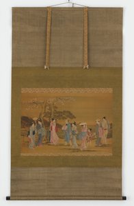 Nove pessoas para ver as flores de cerejeira, período Edo, 1615-1868. de Unbekannt
