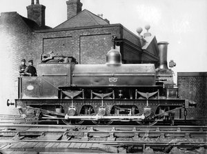 Locomotiva a vapor North Staffordshire 0-6-0 com motorista e bombeiro na base, século XIX de Unbekannt
