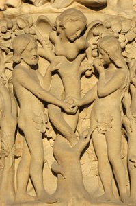 Escultura da catedral de Notre Dame de Paris : Adão e Eva, Paris, França de Unbekannt