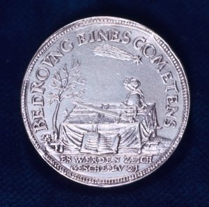 Anverso de uma medalha em comemoração ao brilhante cometa de novembro de 1618 de Unbekannt