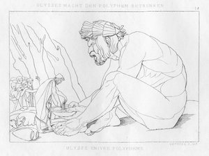 Ulisses bebendo com Polifemos, o ciclope, c1833 de Unbekannt
