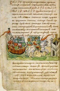 Campanha de Oleg de Novgorods contra Constantinopla da Crônica de Radziwill, século XV de Unbekannt