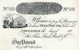 Nota de uma libra executada para o Northumberland Bank, c1820 de Unbekannt