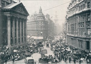 Fora da Mansion House, cidade de Londres, 9h, c1901 1901 de Unbekannt