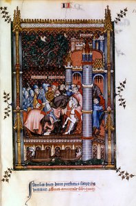 Sacerdotes pagãos dão as boas-vindas a Sisinnius nos portões de Paris, 1317 de Unbekannt
