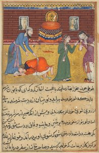 Página de Contos de um papagaio Tuti-nama: Cinquagésima segunda noite: O filho do piedoso ..., c. 1560 de Unbekannt