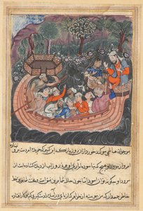 Página de Contos de um Papagaio Tuti-nama: Quadragésima oitava noite: O jovem de Bagdá…, c. 1560. de Unbekannt