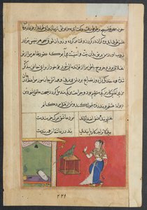 Página de Contos de um papagaio Tuti-nama: Quadragésima sétima noite: O papagaio se dirige a Khujasta ..., c156 de Unbekannt