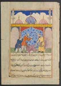 Página de Contos de um papagaio Tuti-nama: Décima sétima noite: O jovem ..., c. 1560 de Unbekannt