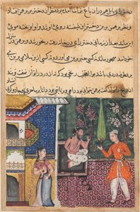 Página de Contos de um papagaio Tuti-nama: Trigésima quinta noite: O Brahman dá ..., c. 1560 de Unbekannt