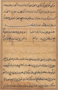 Página de Contos de um Papagaio Tuti-nama: página de texto, c. 1560. de Unbekannt