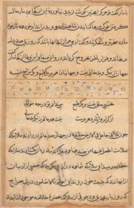 Página de Contos de um Papagaio Tuti-nama: página de texto, c. 1560. de Unbekannt