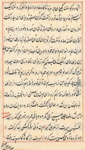 Página de Contos de um Papagaio Tuti-nama: página de texto, c. 1560. de Unbekannt