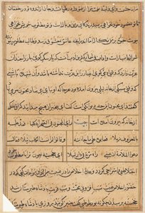 Página de Contos de um Papagaio Tuti-nama: página de texto, c. 1560. de Unbekannt
