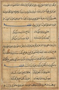 Página de Contos de um Papagaio Tuti-nama: página de texto, c. 1560. de Unbekannt