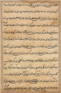 Página de Contos de um Papagaio Tuti-nama: página de texto, c. 1560. de Unbekannt