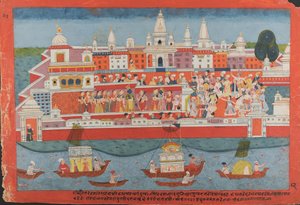 Página de uma vida dispersa do manuscrito do Bhagavata Purana de Krishna, ca. 1775 de Unbekannt