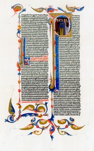 Página de texto com letra inicial iluminada, século XIV de Unbekannt